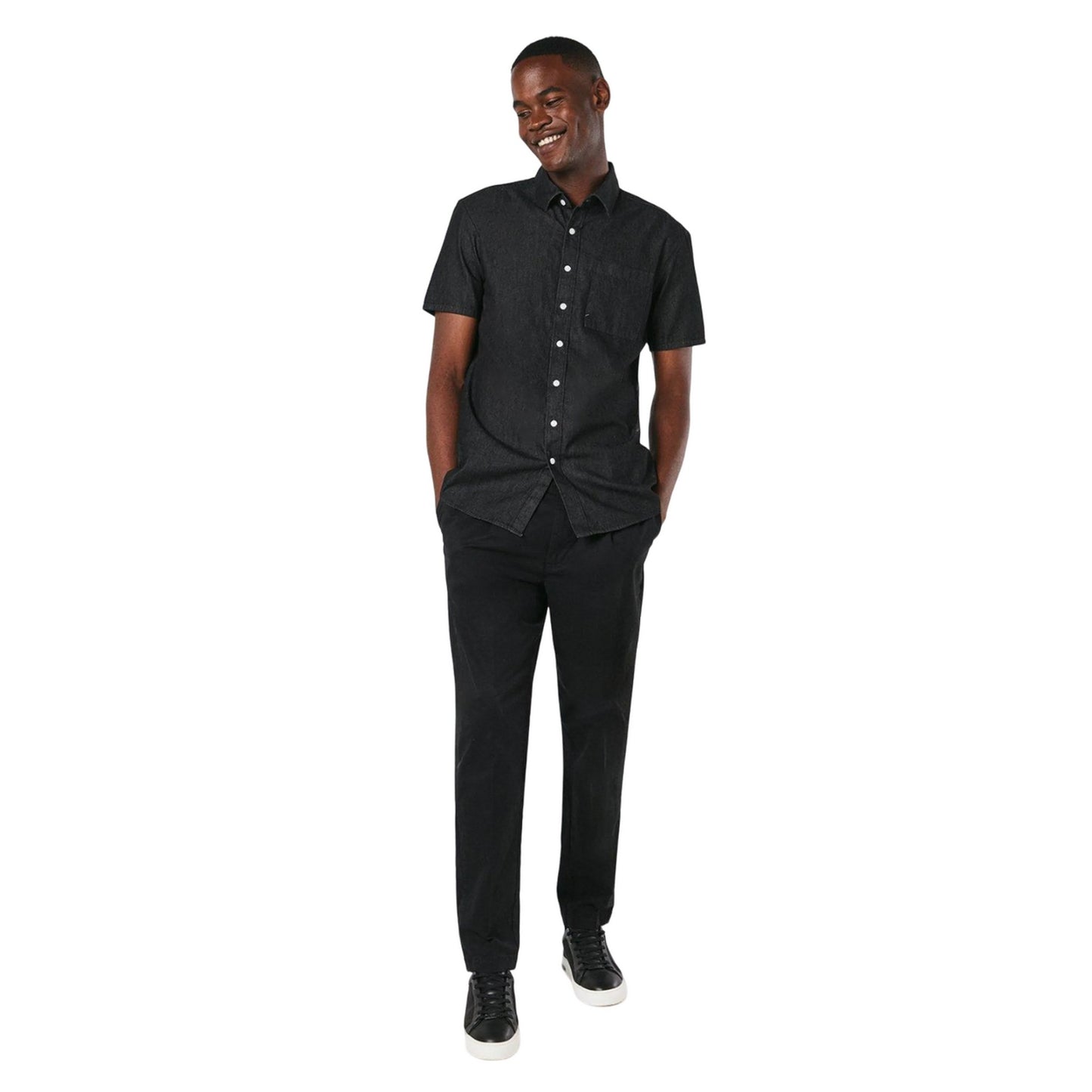Black - Lifestyle - Burton Mens Denim Short-Sleeved Shirt