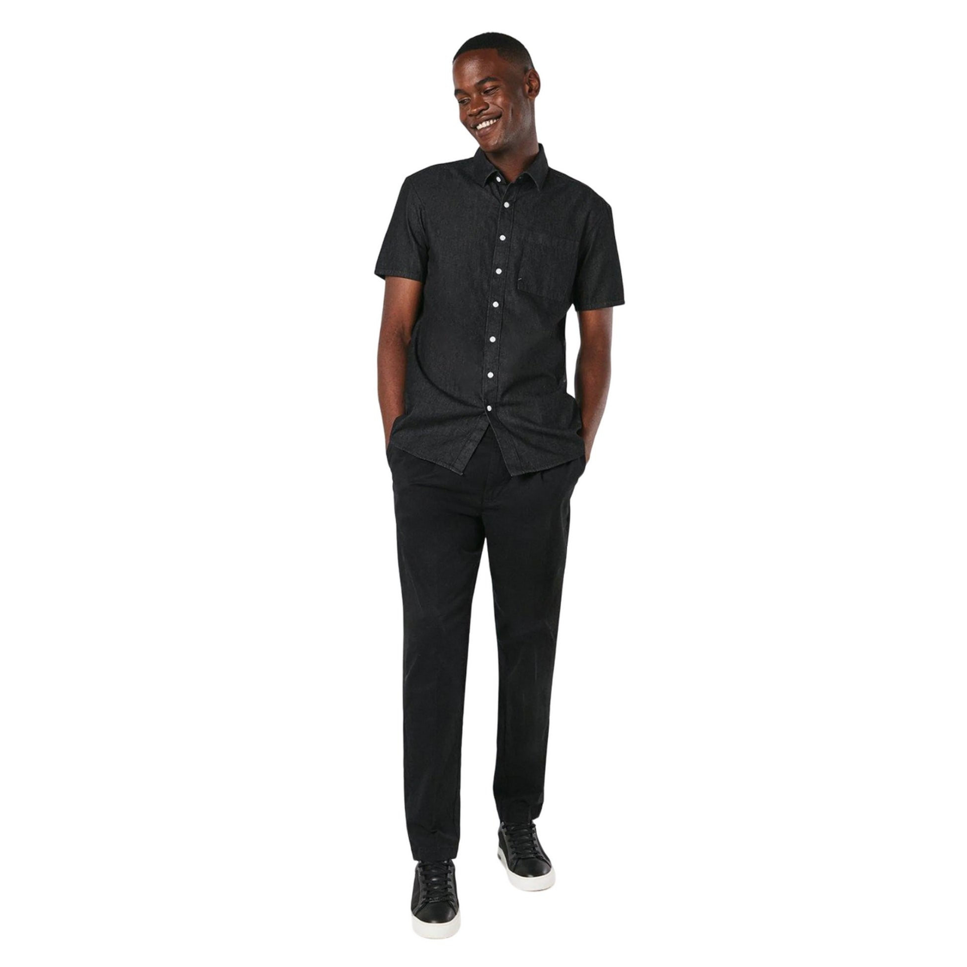 Black - Lifestyle - Burton Mens Denim Short-Sleeved Shirt