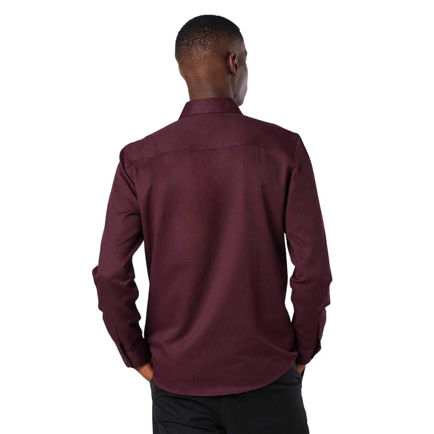 Burgundy - Back - Burton Mens Textured Stripe Long-Sleeved Shirt