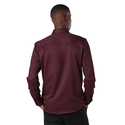 Burgundy - Back - Burton Mens Textured Stripe Long-Sleeved Shirt