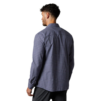 Navy - Back - Burton Mens Mini Grid Check Long-Sleeved Shirt