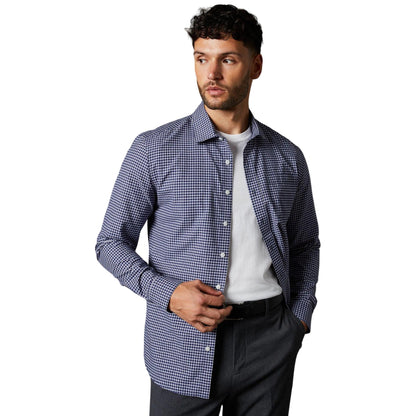 Navy - Front - Burton Mens Mini Grid Check Long-Sleeved Shirt