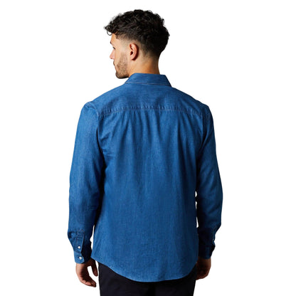 Mid Blue - Back - Burton Mens Denim Long-Sleeved Shirt