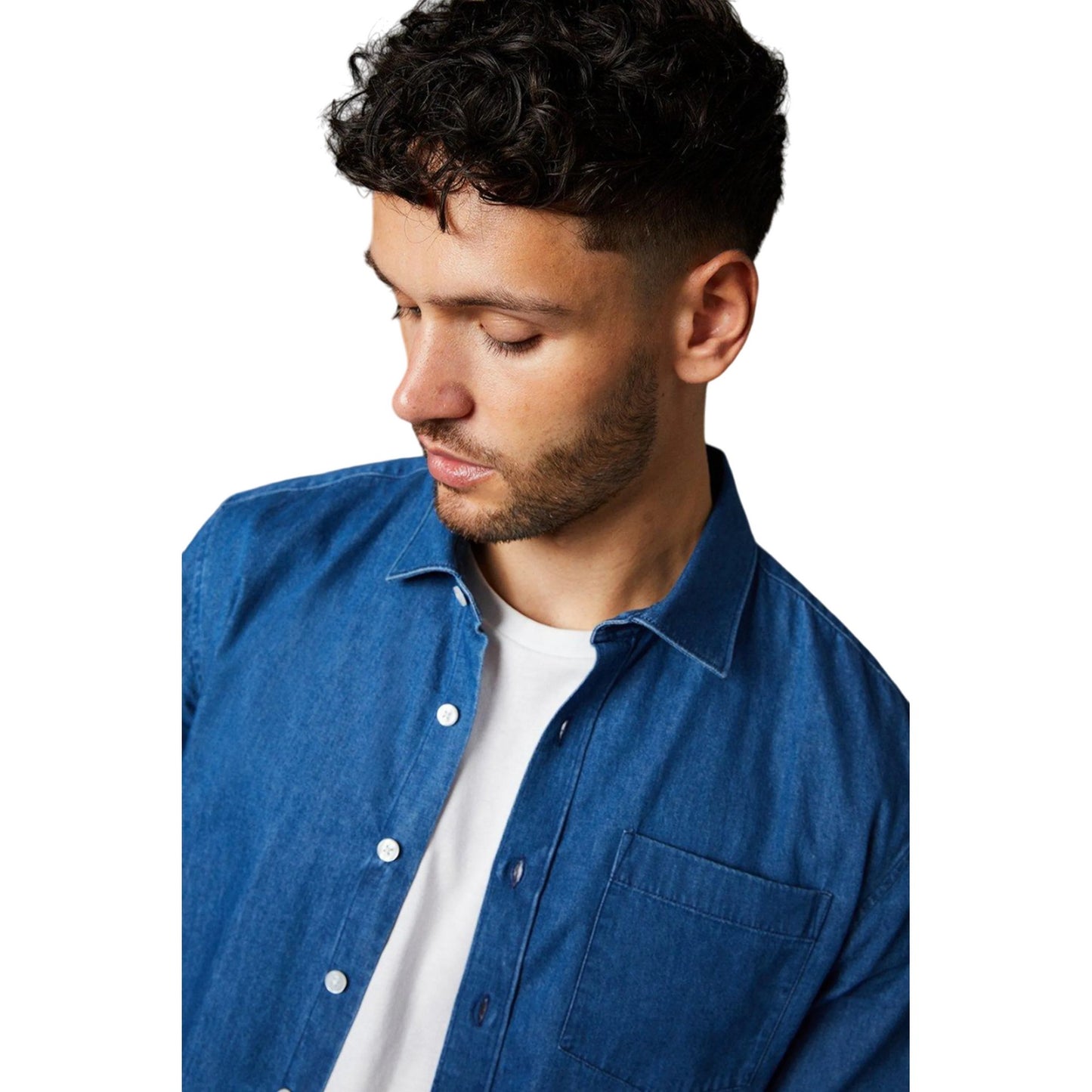 Mid Blue - Side - Burton Mens Denim Long-Sleeved Shirt