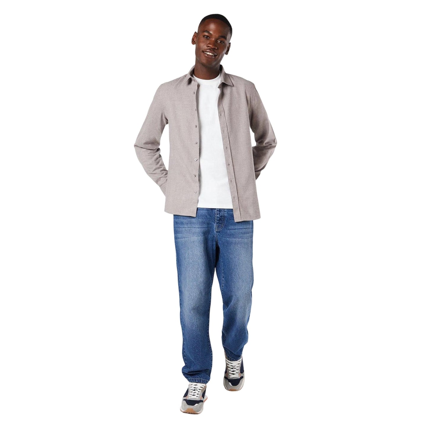 Taupe - Side - Burton Mens Brushed Twill Long-Sleeved Shirt