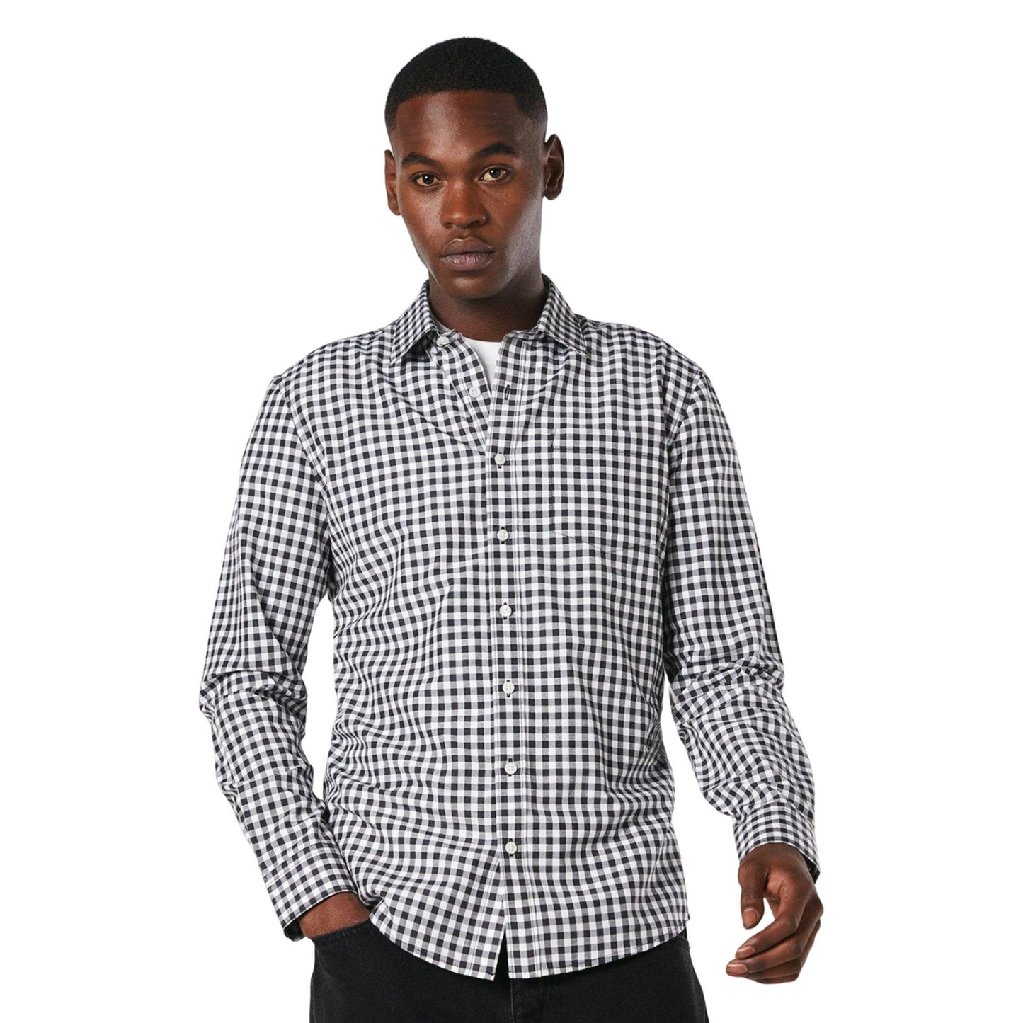 Black - Front - Burton Mens Classic Gingham Check Long-Sleeved Shirt