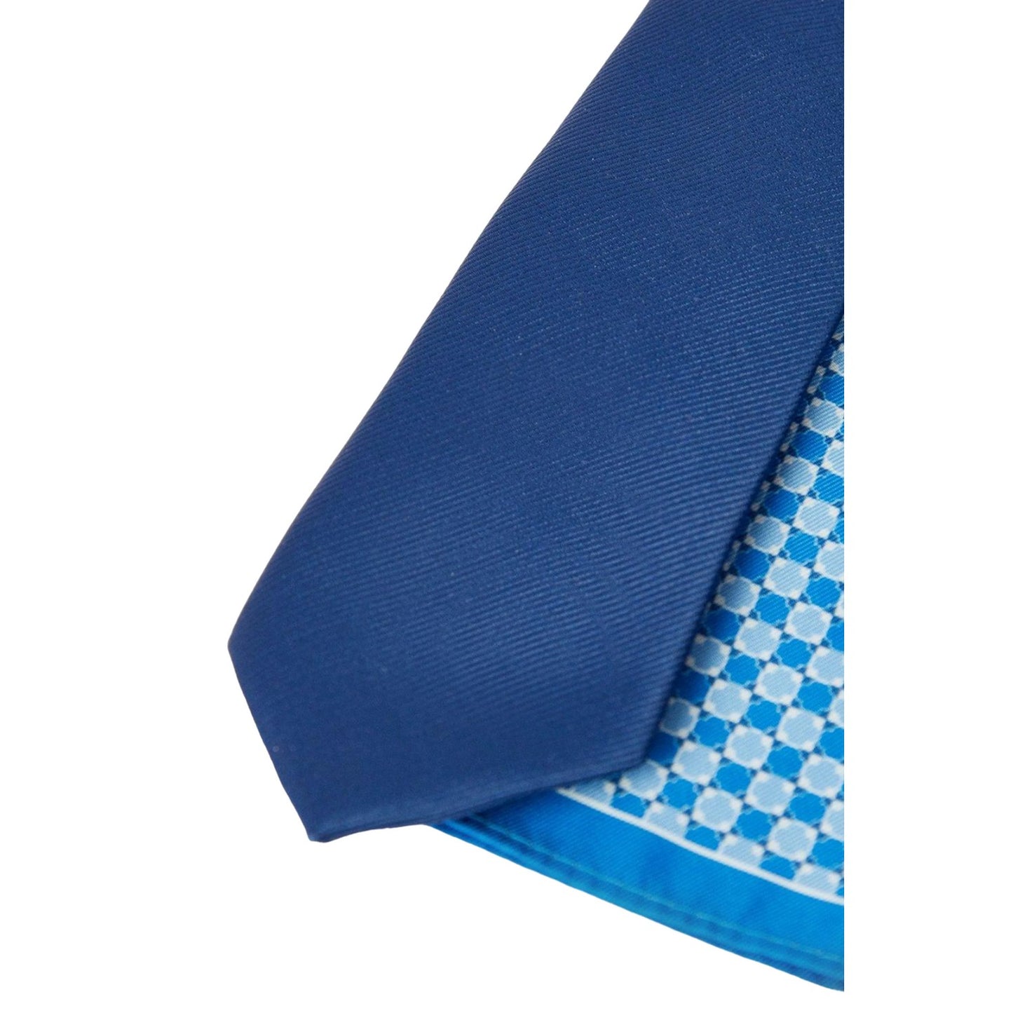 Blue - Side - Burton Mens Geometric Tie & Pocket Square Set