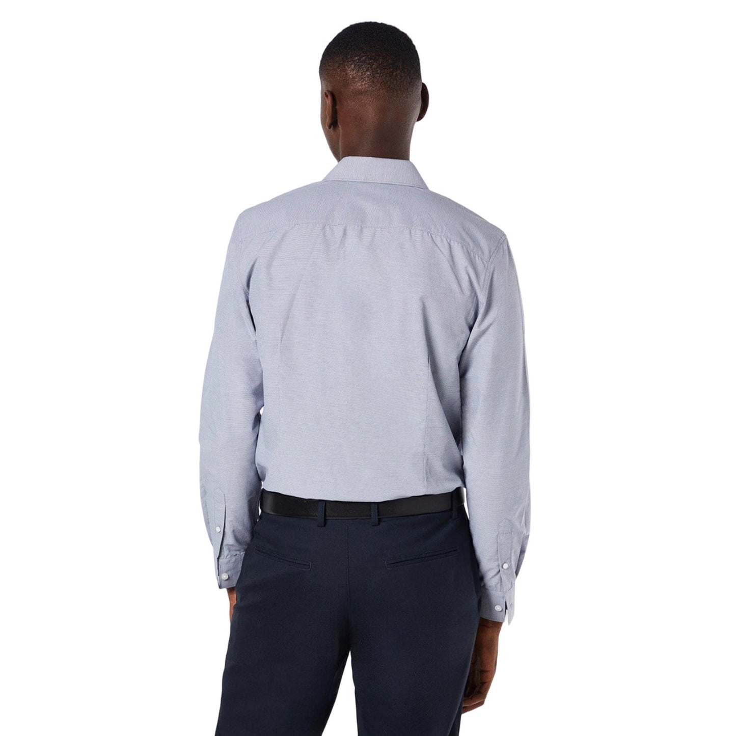 Navy - Back - Burton Mens Micro Gingham Check Long-Sleeved Formal Shirt