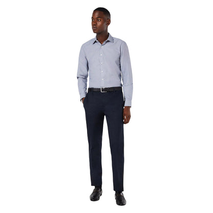 Navy - Lifestyle - Burton Mens Micro Gingham Check Long-Sleeved Formal Shirt