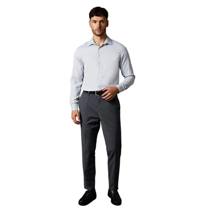 Grey - Lifestyle - Burton Mens Diamond Jacquard Easy-Iron Slim Formal Shirt
