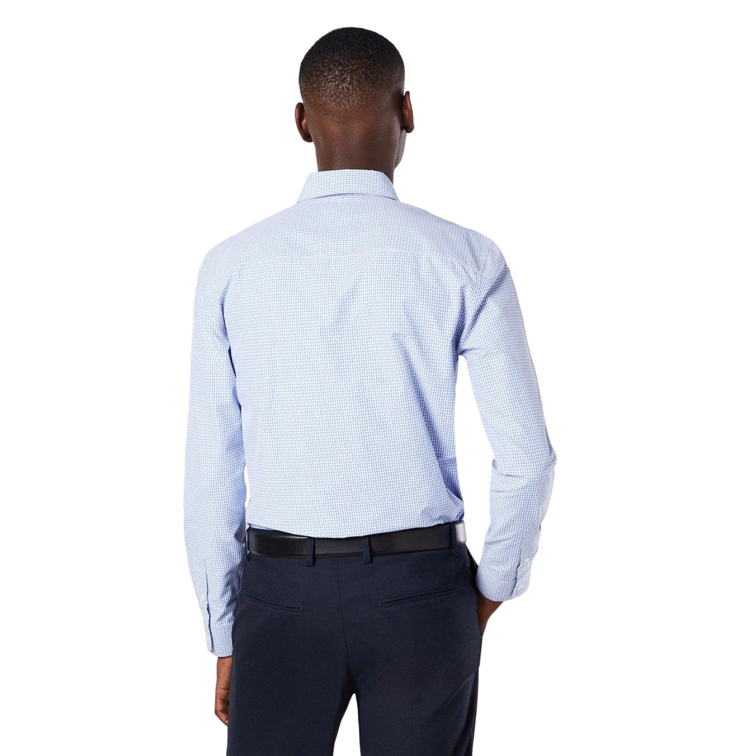 Blue - Back - Burton Mens Gingham With Diamond Slim Shirt