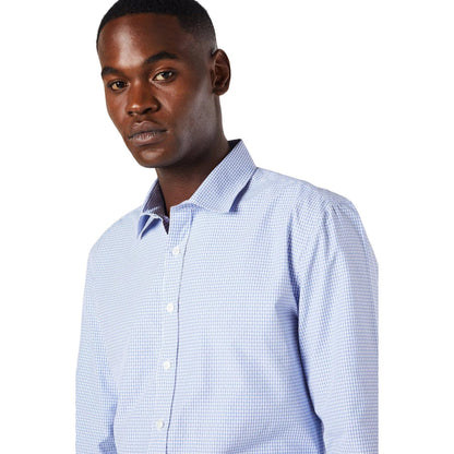 Blue - Side - Burton Mens Gingham With Diamond Slim Shirt