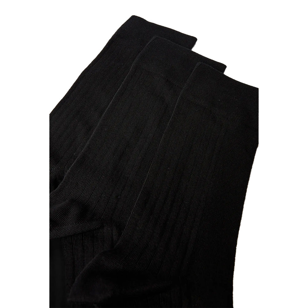 Black - Back - Burton Mens Smart Plain Ribbed Socks (Pack of 3)