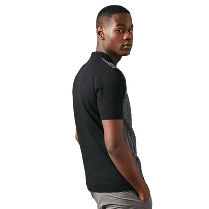 Black - Back - Burton Mens Patterned Knitted Quarter Zip Polo Shirt