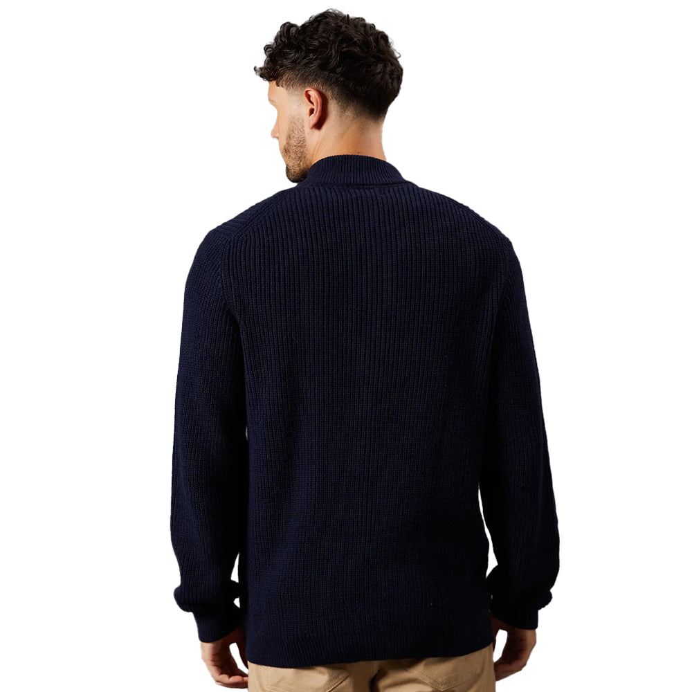 Navy - Back - Burton Mens Ribbed Full Zip Jacket