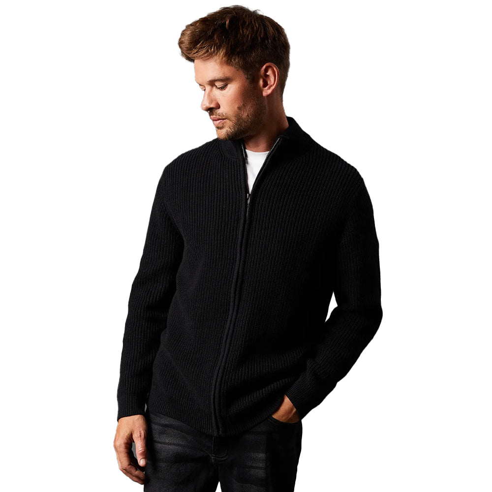 Black - Front - Burton Mens Ribbed Full Zip Jacket