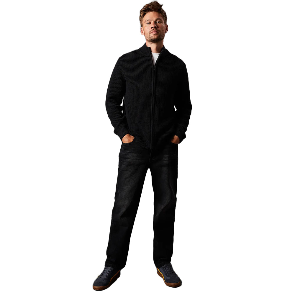 Black - Side - Burton Mens Ribbed Full Zip Jacket