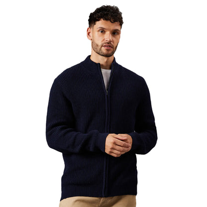 Navy - Front - Burton Mens Ribbed Full Zip Jacket