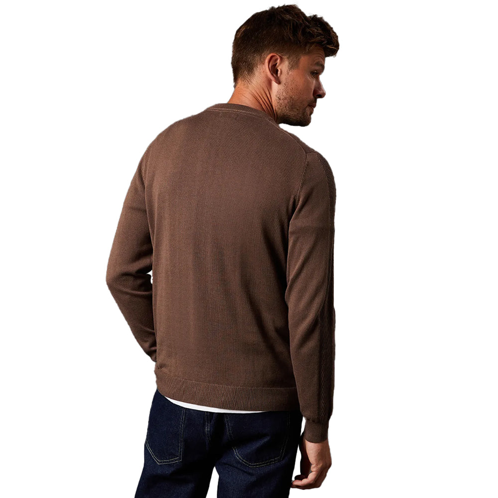 Taupe - Back - Burton Mens Crew Neck Jumper