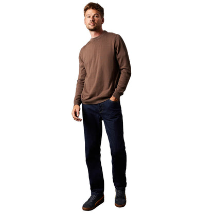 Taupe - Side - Burton Mens Crew Neck Jumper