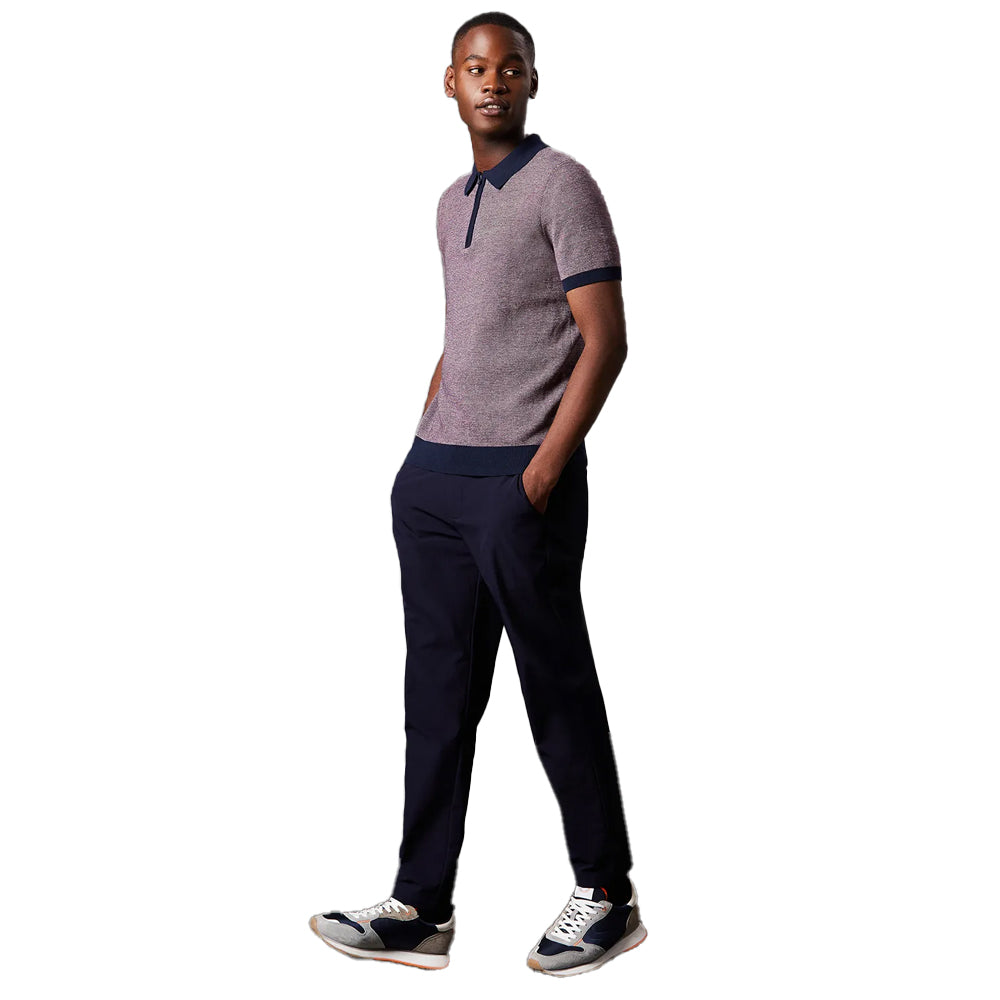 Burgundy - Side - Burton Mens Birdseye Stitch Knitted Polo Shirt