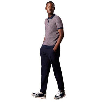 Burgundy - Side - Burton Mens Birdseye Stitch Knitted Polo Shirt