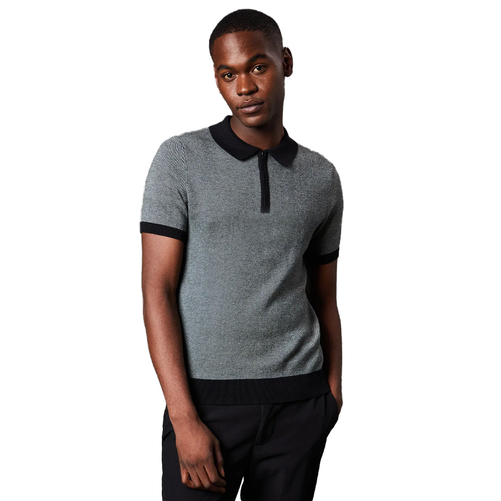 Dark Green - Front - Burton Mens Birdseye Stitch Knitted Polo Shirt