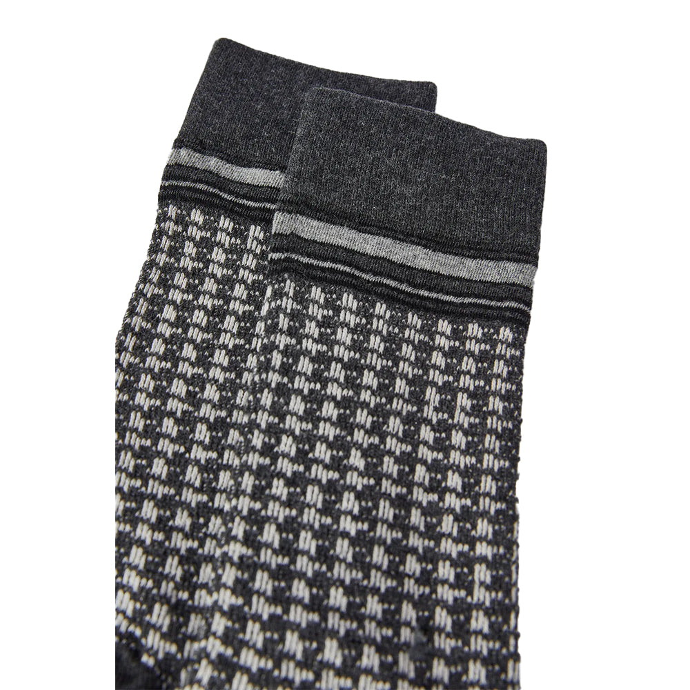 Dark Grey - Back - Burton Mens Houndstooth Jacquard Socks