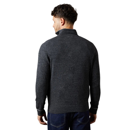 Charcoal - Back - Burton Mens Cotton Quarter Zip Jumper