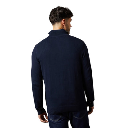 Navy - Back - Burton Mens Cotton Quarter Zip Jumper