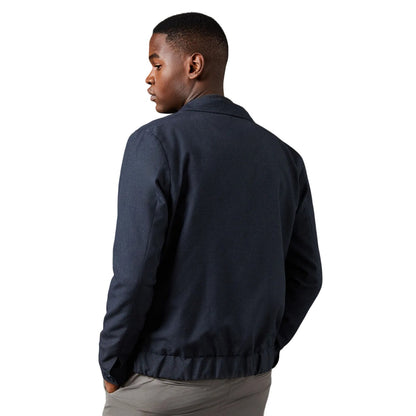 Navy - Back - Burton Mens Smart Checked Harrington Jacket
