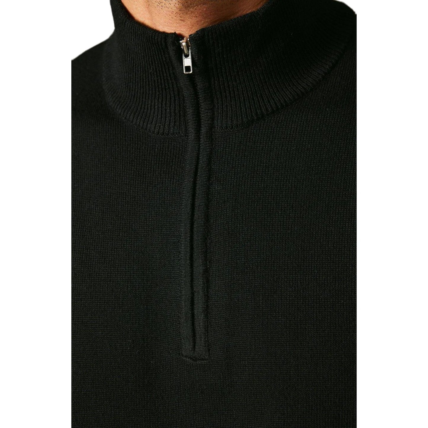 Black - Side - Burton Mens Knitted Half Zip Jumper