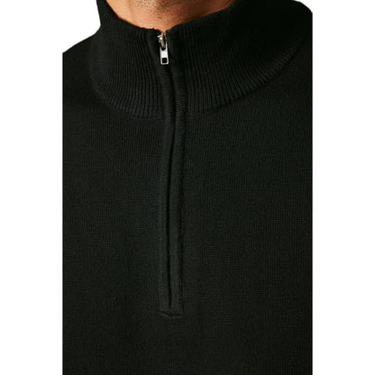 Black - Side - Burton Mens Knitted Half Zip Jumper