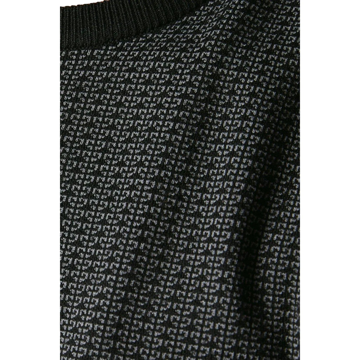 Black - Side - Burton Mens Patterned Crew Neck Jumper