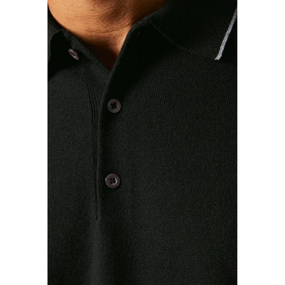 Black - Side - Burton Mens Knitted Short-Sleeved Polo Shirt
