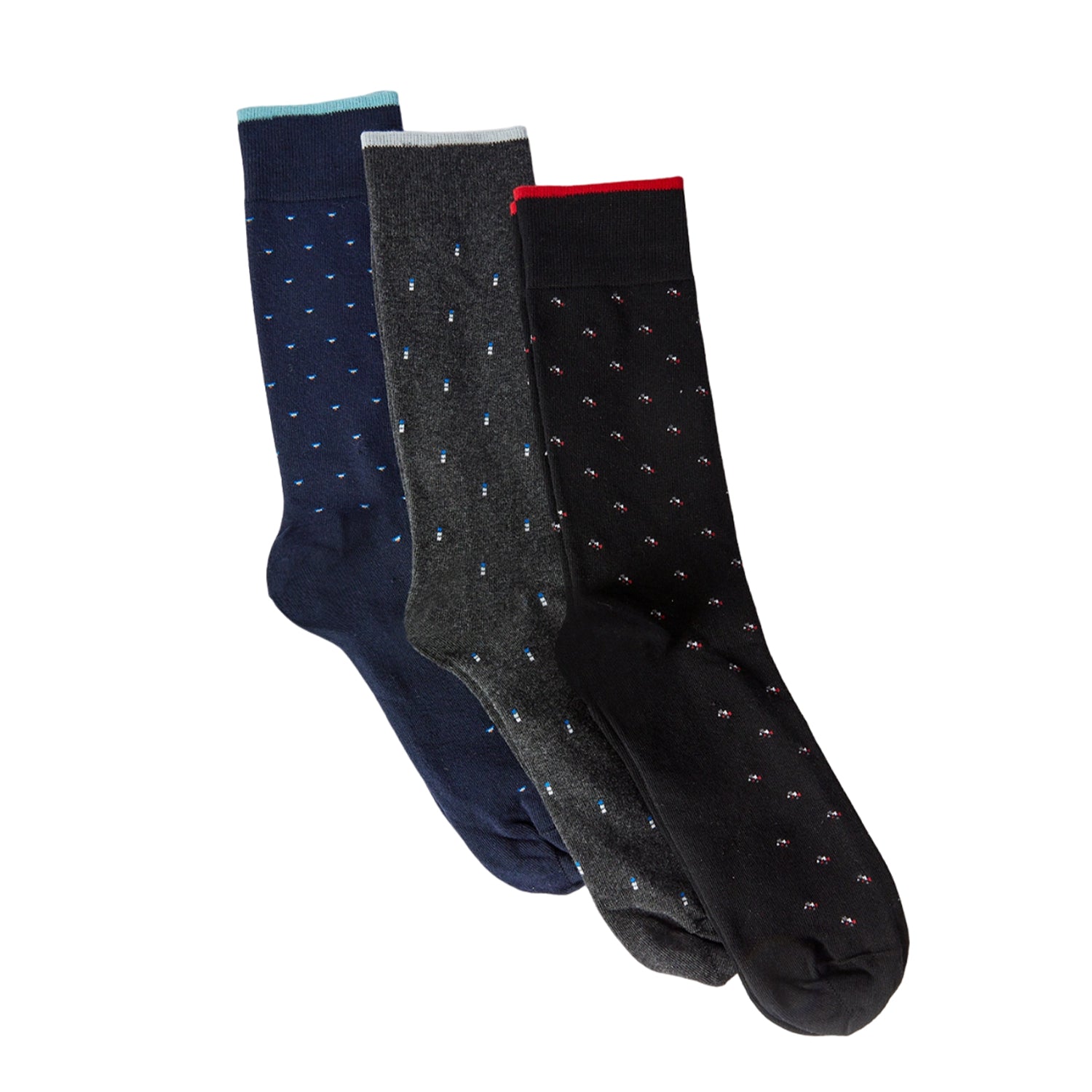 Navy - Front - Burton Mens Smart Geometric Socks (Pack of 3)