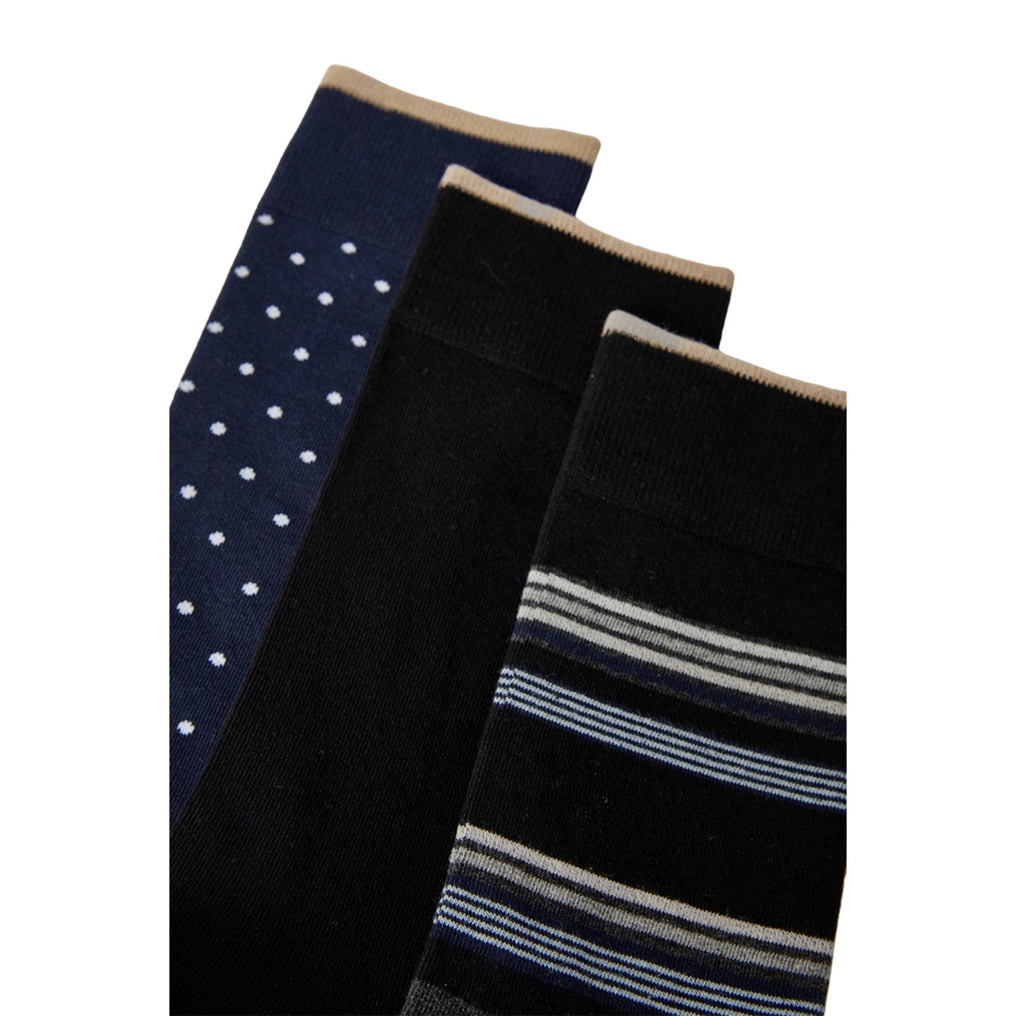 Navy - Side - Burton Mens Spots & Stripes Socks (Pack of 3)