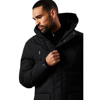 Black - Side - Burton Mens Quilted Long Coat