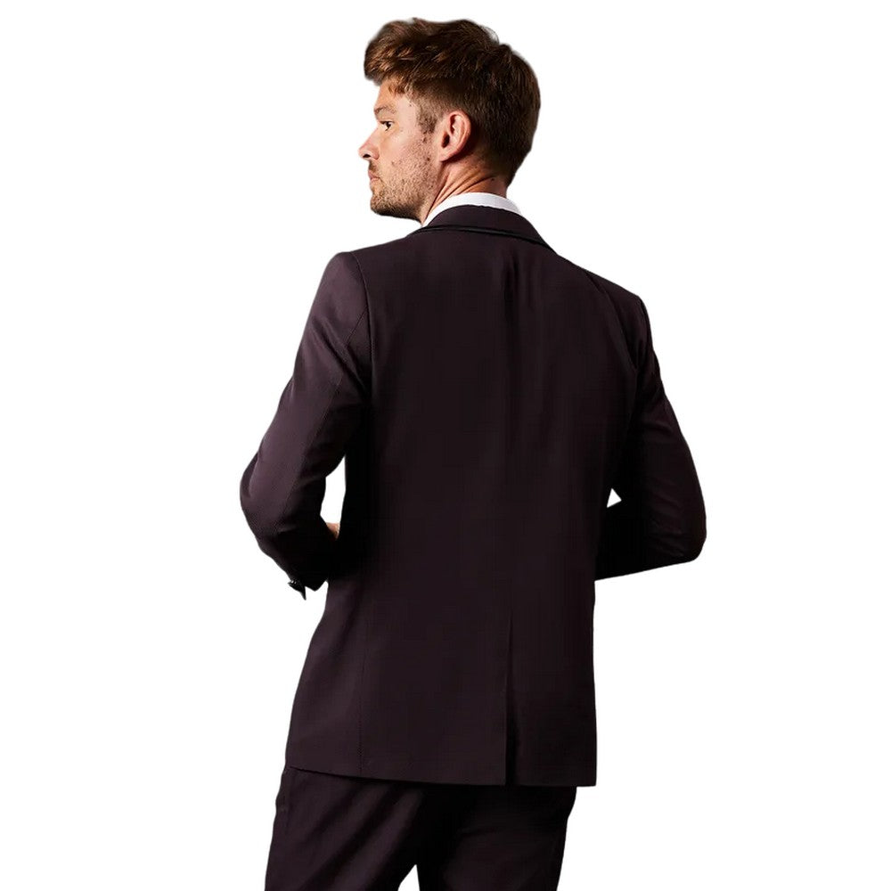 Burgundy - Back - Burton Mens Tipped Shawl Collar Tuxedo Jacket