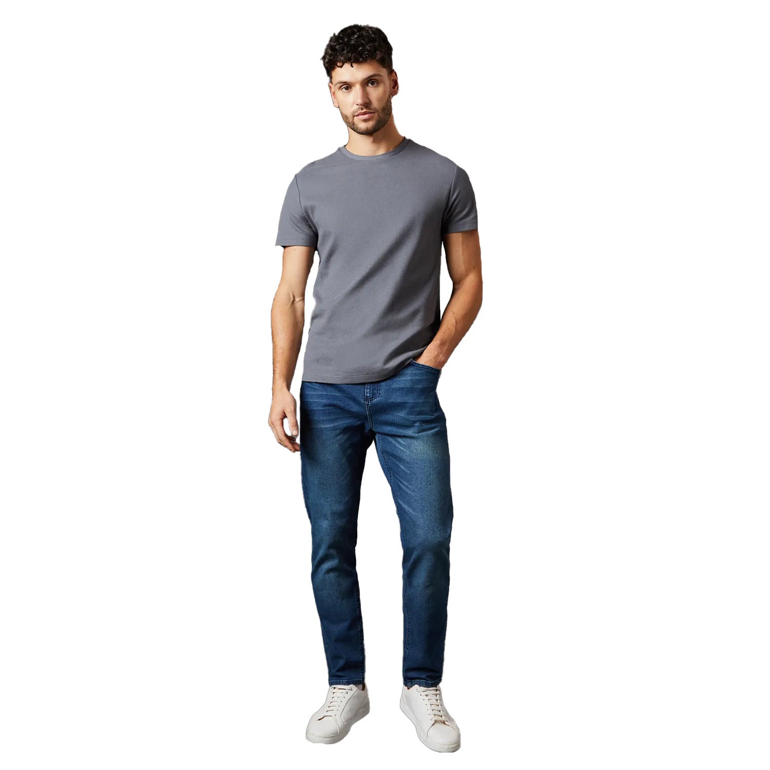 Bright Blue - Side - Burton Mens Washed Tapered Jeans