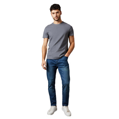 Bright Blue - Side - Burton Mens Washed Tapered Jeans