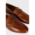 Tan - Side - Burton Mens Leather Buckle Detail Loafers
