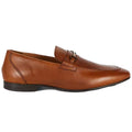 Tan - Front - Burton Mens Leather Buckle Detail Loafers
