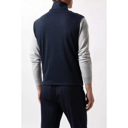 Navy - Back - Burton Mens Quilted Funnel Neck Gilet