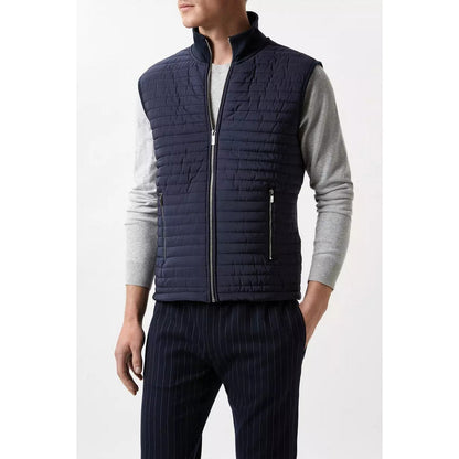 Navy - Side - Burton Mens Quilted Funnel Neck Gilet