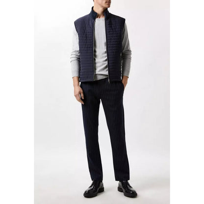 Navy - Pack Shot - Burton Mens Quilted Funnel Neck Gilet