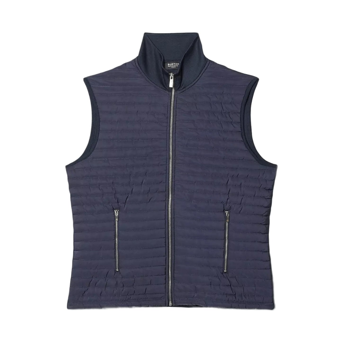 Navy - Front - Burton Mens Quilted Funnel Neck Gilet