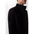 Black - Side - Burton Mens Faux Wool Funnel Neck Coat