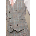 Grey - Side - Burton Mens Highlight Checked Slim Waistcoat