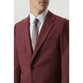 Burgundy - Side - Burton Mens Tweed Slim Suit Jacket